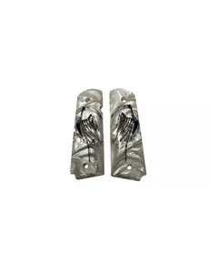 Premium grips 1911 Full Size White Pearl Acrylic Grips with a HD printed Grim Reaper