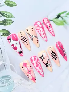 Gel X Nails Kit  Long-Lasting Acrylic Press On Nails with 3D Gel & Nail Charms – Handmade Fake Nails for Salon-Worthy Manicure!  Ocean Blue & Glitter Designs | #NailTok #PressOnNails  nail long coffin scream  nails diamond tip luminary short prom nail tik