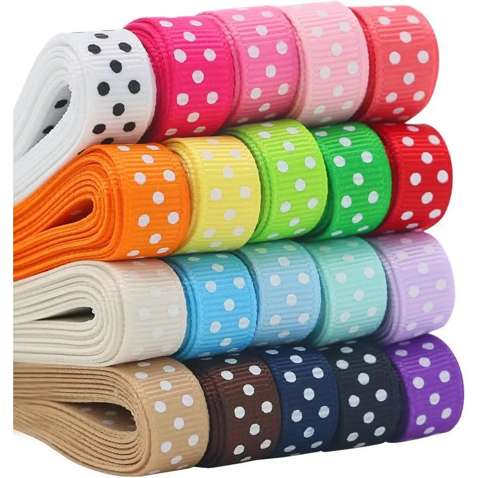 Grosgrain Ribbons for Crafts Gifts Wrapping 3/8" Boutique Polka Dot Fabric Ribbon 40yd (20 x 2yd) Grosgrain Ribbons for Crafts Gifts Wrapping 3/8" Boutique Polka Dot Fabric Ribbon 40yd (20 x 2yd)