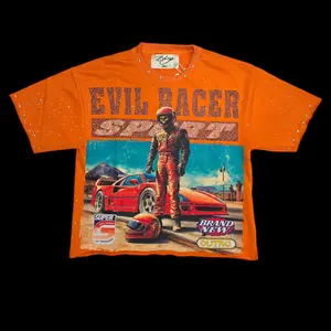 BKYS MEN'S EVIL RACER CROPPED T-SHIRT ORANGE