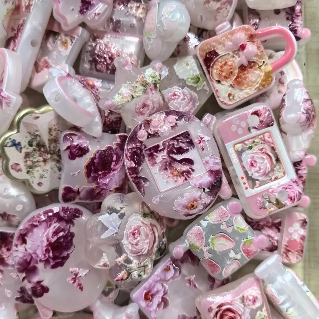 diy acrylic keychain glitter flatback tag cute