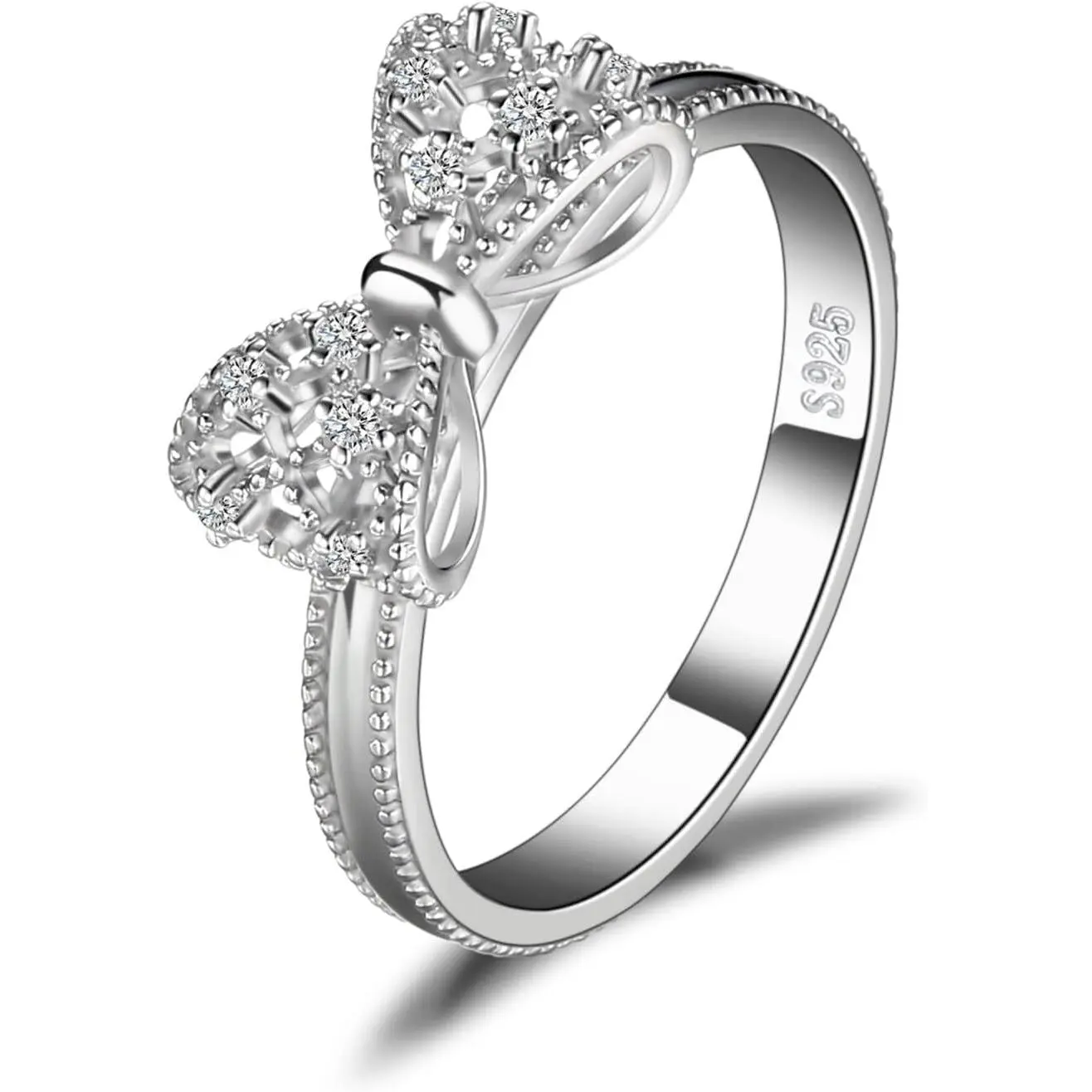 Vintage Jewelry Palace Micro-pavé Lab Diamond Electroplating Design Sterling Silver  Cubic Zirconia Promise  Gift Fir Girl Couple Fit Daily Wear perfect family stunning moth durable stylish cute 5-piece fashionable classic design rings haha fashion metal
