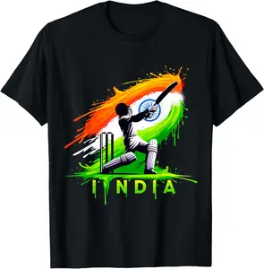 100% Cotton India Cricket Indian Cricket Fan T-Shirt
