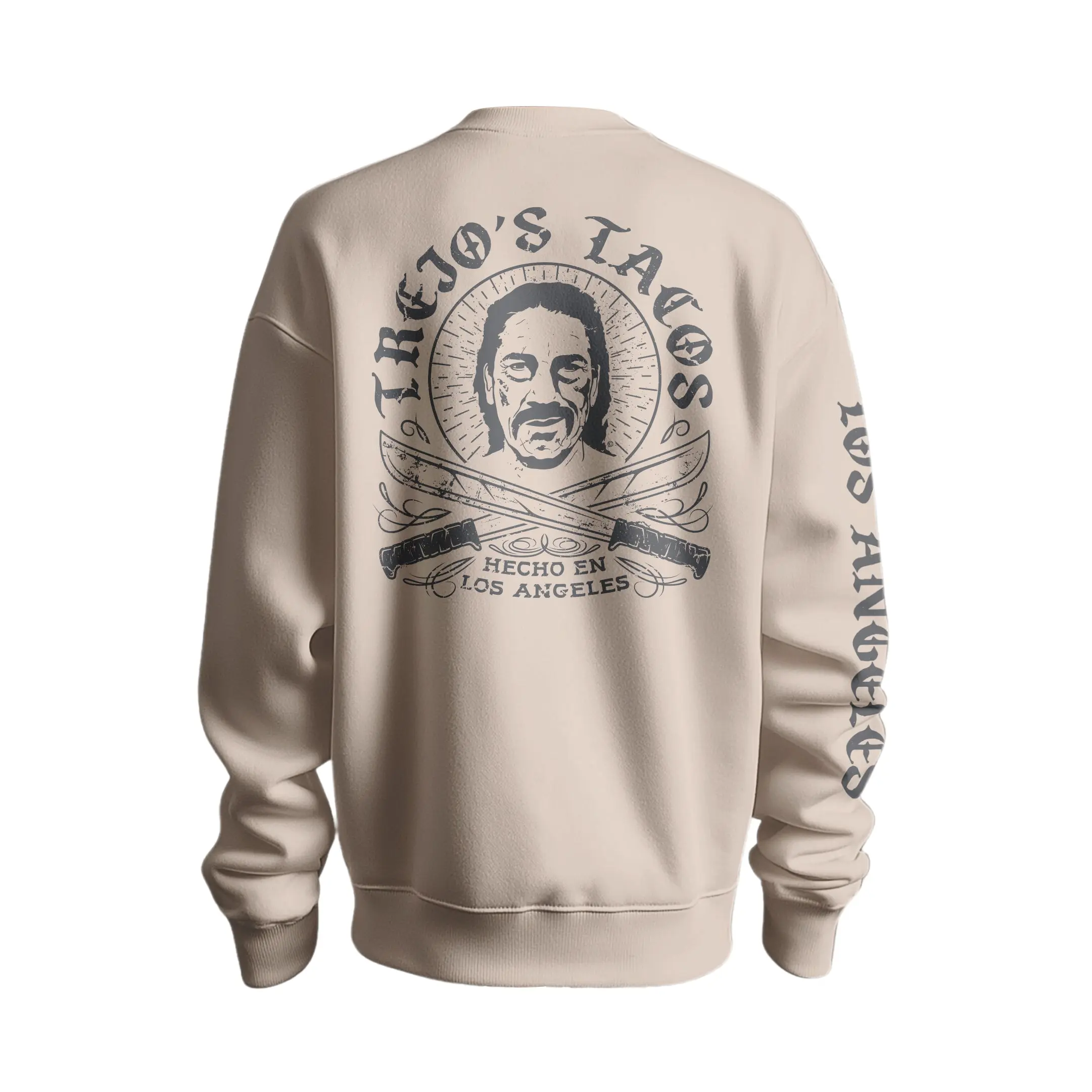 Beige Crewneck Pullover with Machete Logo Long Sleeve