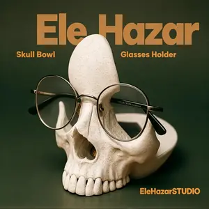 Skull Bowl Glasses Holder & Key Organizer - 3D Printed Desk Caddy, Gothic Decor Storage Tray for Eyeglasses, Keys, Coins, Small Items, Unique Gift for Home & Office