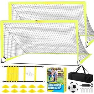 Soccer Goals for Backyard Set of 2, 4 x 3 ft/6 x 4  Soccer Goal  Equipment with Soccer Ball, Cones, Pop Up Soccer Net for   3-5 4-6 6-8 8-12 10-12 Outdoor   Gifts