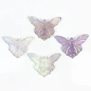 1count Aura Fluorite Fairy Crystal Figurine Stone Carving Crafts Gemstone Reiki Home Ornament