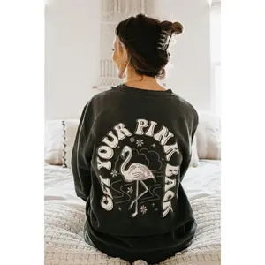 Get Your Pink Back Pigment Dyed Black Crewneck