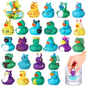 Color Changing Rubber Ducks - 24 Packs for Jeeps, Baby Moldeless Swimming Pool Toys, Birthday Party Favors, Classroom Prizes & Halloween Decorations