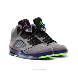 Retro High-Top Basketball Sneakers Bel Air Edition, Unbalanced Design, Slip-Resistant, Lightweight, Vintage Style, Men's Ash Colorway