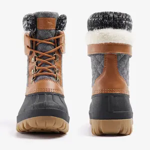 ALEADER Women's Snow Winter Boots Anti-Slip Fashion Warm Waterproof Shell Hiking Classic Duck Boots Brown Grey Affordable Comfortable