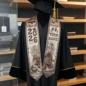 Custom Name & School Mexican Graduation Stole, Mexican Flag Graduation Sash, Mexico Stole Class of 2026, Aztec Pattern Sash Senior Grad Gift Graduation Stole