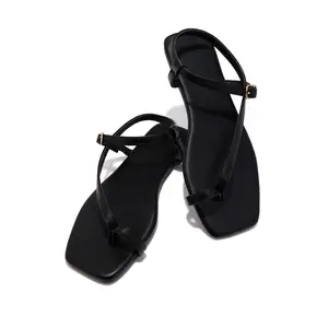 Monet Flat Strappy Sandals - Black