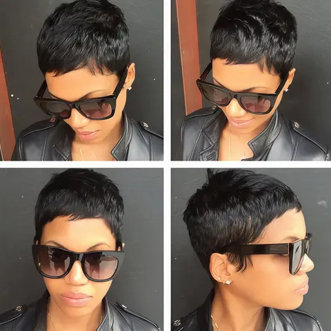 ShowRealHair Short Pixie Hair Wig made of real human hair suitable for women fully machine-made real human hair wig short pixie human hair wig
