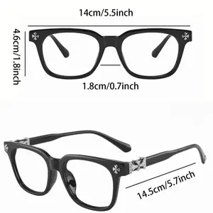 Men‘s Metal Square Frame Anti-Blue Light Glasses – Fashion Flat Lens, Casual & Versatile, All-Season Eyewear for Daily Use, Work & Gaming