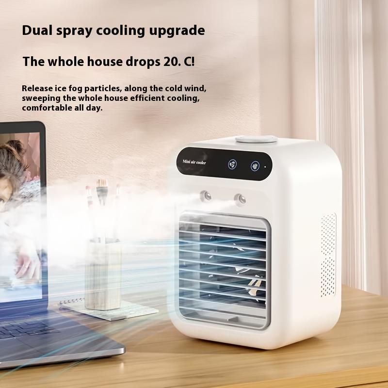 1pc Rechargeable Mini Air Conditioner Portable Water Cooling Fan Humidifier Purifier Desktop Air Cooler Fan for Office Desktop