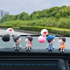 cute cartoon couple design car ornament, 1 pair dashboard decoration, car interior accessories for girls gifts