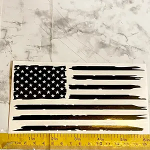 Stylish Blacked out, Worn, American Flag Vinyl Decals