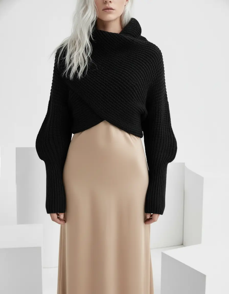 Convertible Knit Scarf Sweater