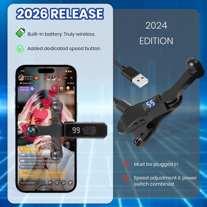 Auto Clicker Smart Tapper for iPhone iPad Android TikTok - Auto Touch Device with 107 Adjustable Speed, Rechargeable，Instant Clicker for Live Stream Likes, Social Media Tasks（Black）