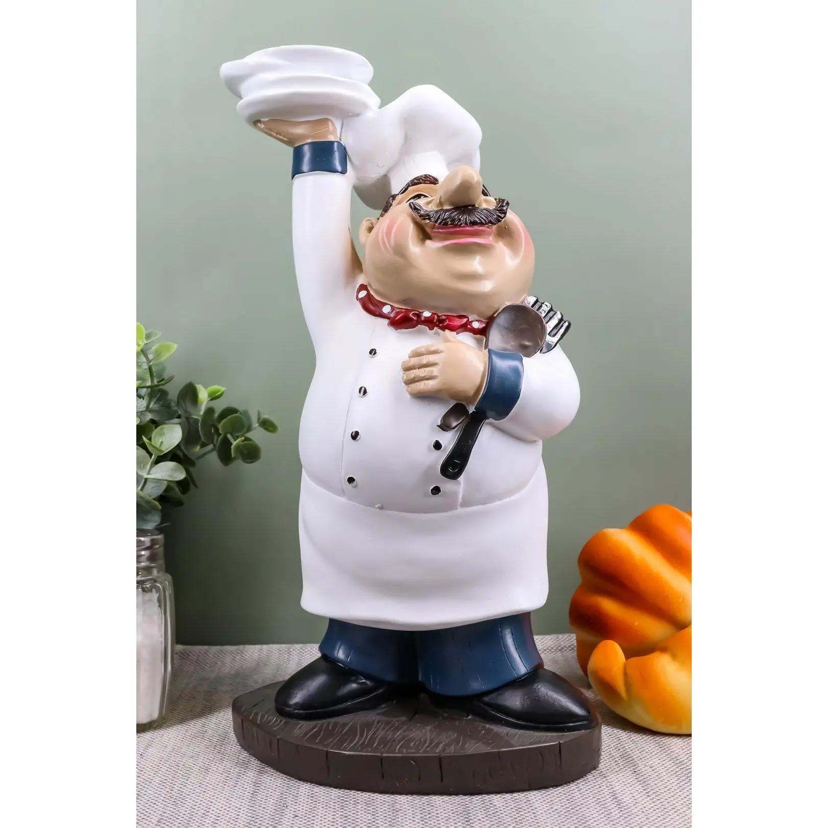 Ebros "Be Our Guest" French Bistro Chef Figurine Collectibles - 10.5in H Composite Resin Decorative Figurine, Kitchen Decor Counter-Top Home Decor Gift