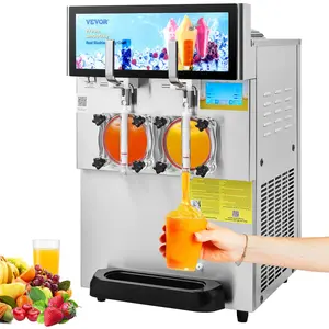 Summervibes VEVOR Commercial Slushy Machine, 8L/ 2.1 Gal Double Bowl Margarita Machine, 1155W Stainless Steel Margarita Smoothie Frozen Drink Maker, Slushie Machine for Party Cafes Restaurants Bars Home