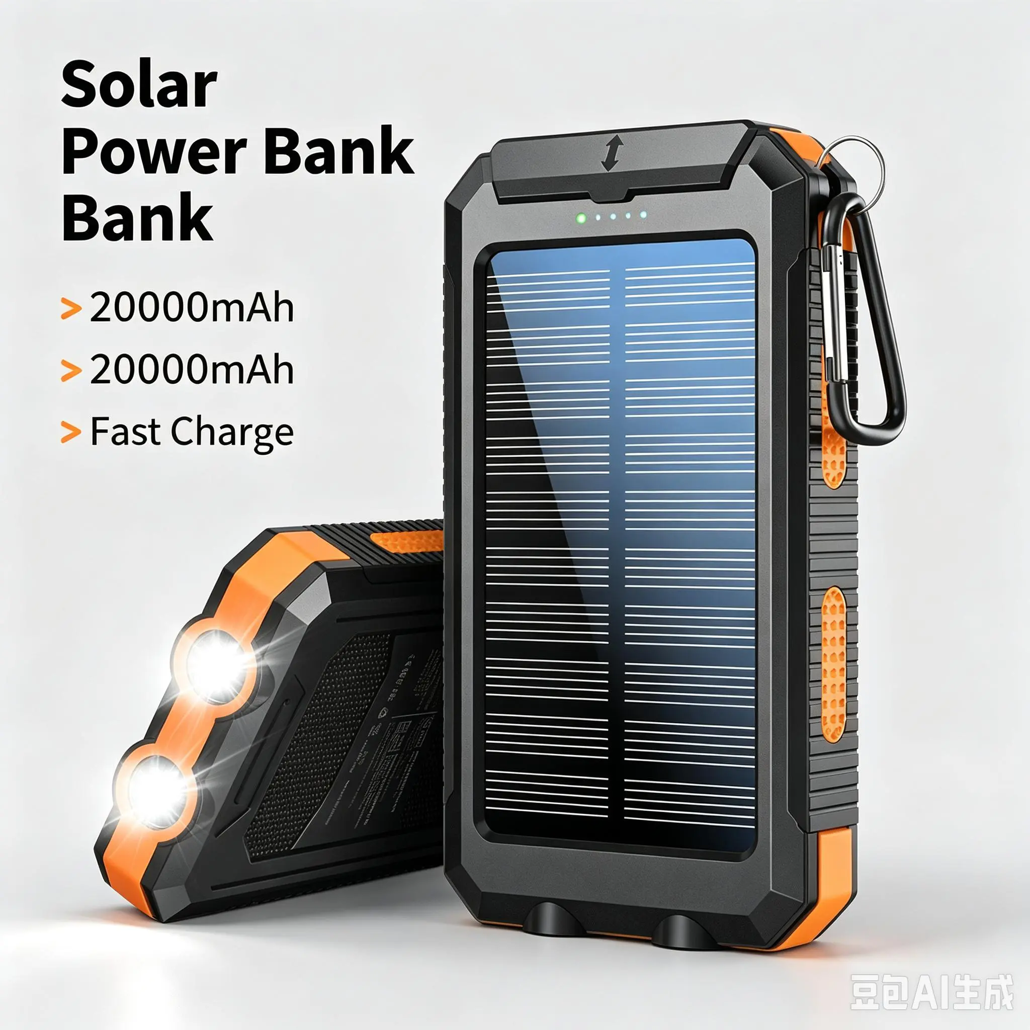 10000mAh Waterproof Solar Powerbank - Multi-Port USB Electronic Phone Accessories External Charger with Flashlight for Electronic Devices, Travel, Camping