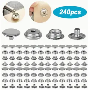 240 Pieces Stainless Steel Snap Fastener,15mm Heavy Duty Snap Button Press Stud Cap for Jeans Fabric Jackets Clothes Bag Leather DIY Craft,Hand Tools Kits
