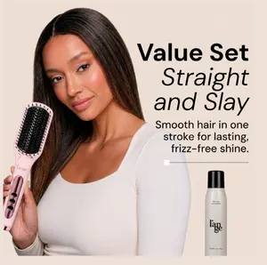 L'ANGE HAIR Straight & Slay Starter Pack - Le Vite Straightening Brush, Déjà Vu 3oz Dry Shampoo, Thermal Brush, Fast Styling Hair Styler