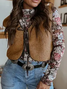 A women's brown vest, fashionable and lightweight, suitable for daily wear, Casual Comfy Vest