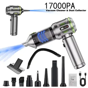 4-in-1 Portable Mini Car Vacuum Cleaner, 17000PA High-Power Air Dust Remover & Vacuum, USB Charging, Handheld One-Button Dust Ejection, Dual Function (Suction & Blowing) Vacuum, Suitable for Home, Office, and Car Use, Perfect Christmas Gift