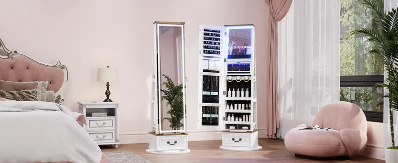 Miuvanity 5-in-1 360 Swivel Jewelry Cabinet with LED Light