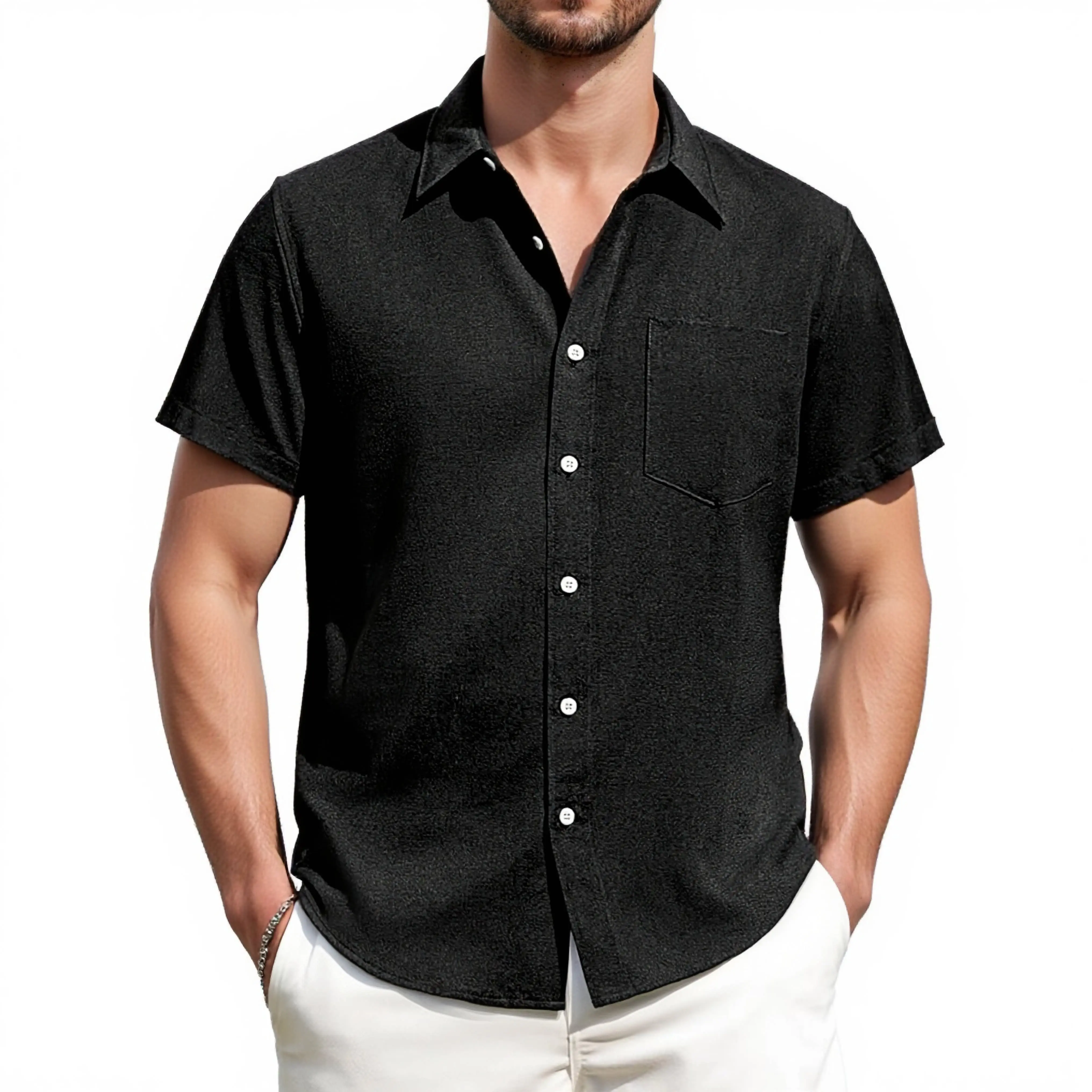 Alimen Men's Linen Shirts Short Sleeve Dress Shirts for Men with Pocket Vacation Beach Summer Party Alimen Men's Linen Shirts Short Sleeve Dress Shirts for Men with Pocket Vacation Beach Summer Party