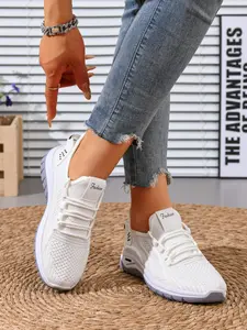 Women's Fashion Slip-On Walking Shoes, Lightweight Flyknit Upper, Casual Daily Wear, All Seasons, Textile Material, PVC Sole