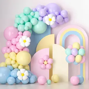 136pcs Pastel Balloon Arch Garland Kit with Daisy Balloons for Baby Shower, Wedding, Birthday Decor