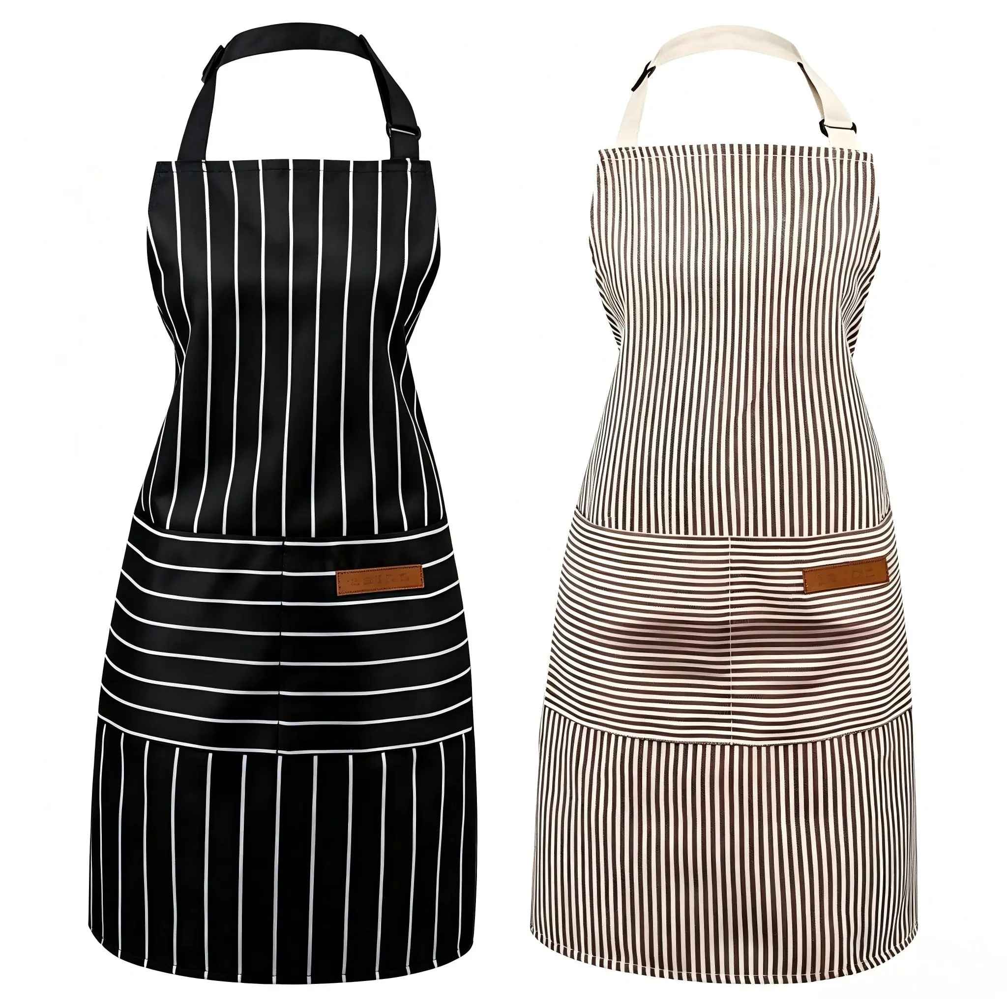 2 Pieces Aprons for Women with Pockets, Aprons for Men,Womens Kitchen Apron, Cooking Apron Adjustable Bib ChefApron(Unisex) Black Chef Adjustable Kitchen Pocket