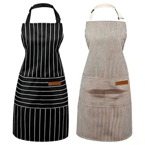 2 Pieces Aprons for Women with Pockets, Aprons for Men,Womens Kitchen Apron, Cooking Apron Adjustable Bib ChefApron(Unisex) Black Chef Adjustable Kitchen Pocket