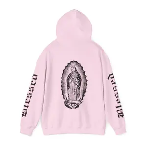 Gildan Virgin Mary Blessed Hooded Sweatshirt - Medium, Long Sleeve, Classic & Stylish Fall Sweater Cotton Fabric
