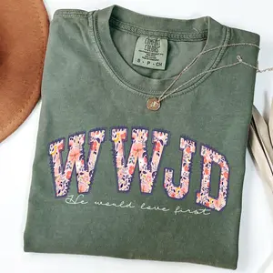 Comfort Colors WWJD T-Shirt – Walk Like Jesus Faith Design, Christian Religious Gift, Bible Verse Inspired Style, Streetwear Style Unisex Fits Cotton Comfort Casual Shirt With Soft Inspirational Aesthetic For Everyday Wear