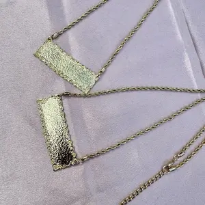 Engraved Name Plate Rope Necklace Gold Plated