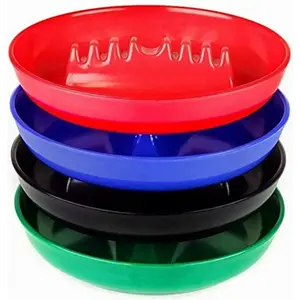 Ash Tray For Cigarettes & Cigar (Pack of 4) Round Plastic Melamine Tabletop Ashtrays, Assorted Colors - For Indoor/Outdoor, Patio, Restaurant Style