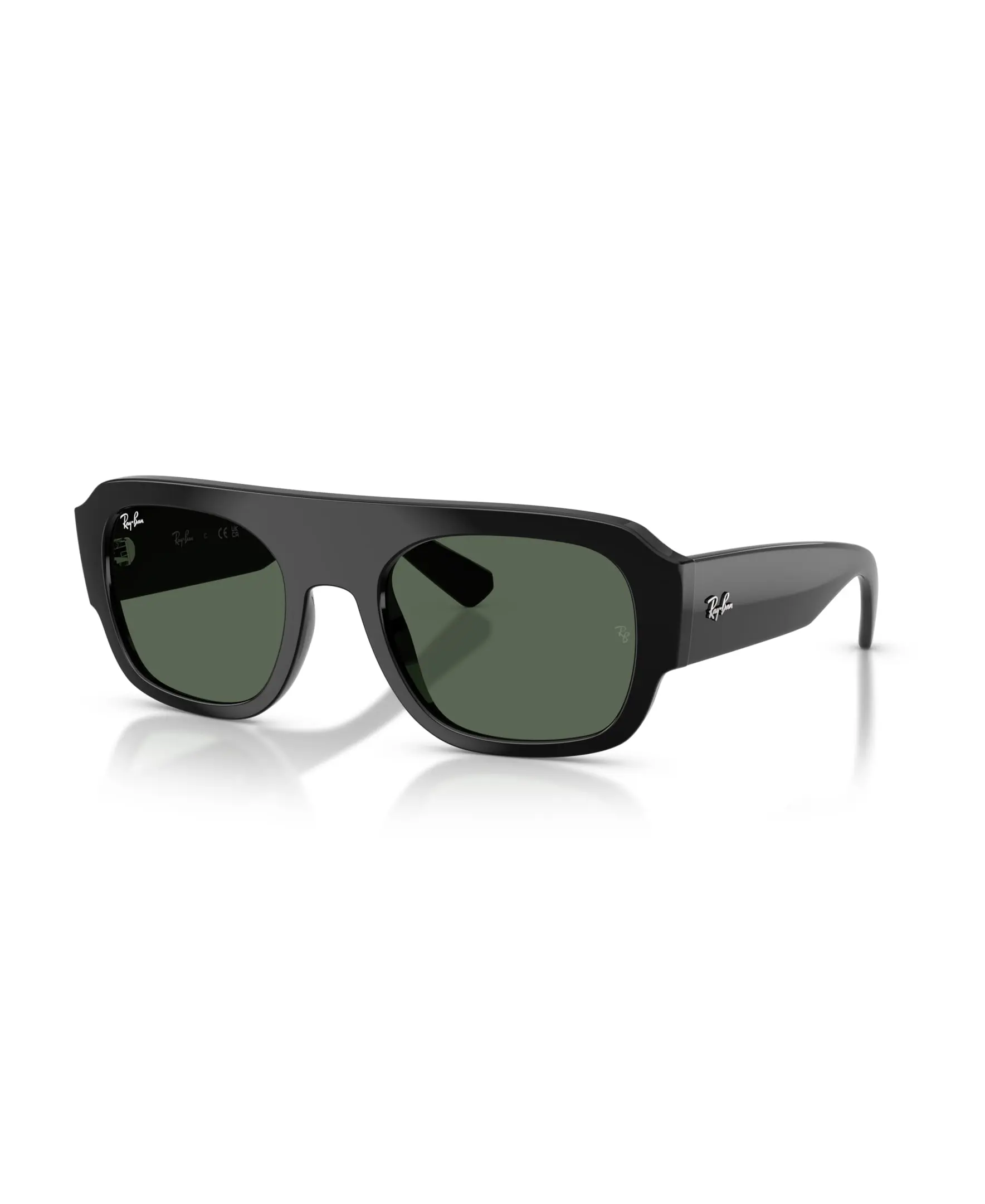 Ray-Ban RB2218 Unisex Sunglasses with Irregular Shape Acetate Frame & Solid Dark Green Lenses for Stylish Everyday Wear