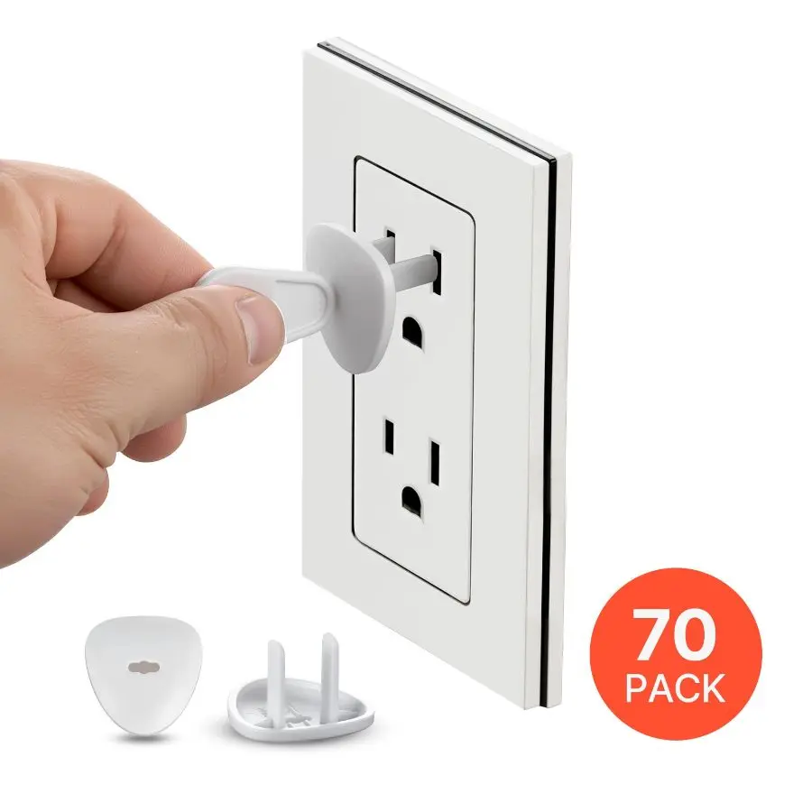 VEVOR 70-Pack White ABS Outlet Plug Covers, Shockproof Insulating Compact Electrical Socket Protectors, Secure Fit, Easy-Installation for Home Nursery Wall Sockets
