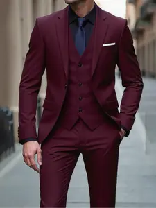 Elegant Men's 3pcs Suit- Business Suit Set, Slim Fit Tuxedo Set for Weddings& Formal Occasions, Black Suit with White Shirt& Pants, Perfect for Office Meetings and Elegant Events, Formal Attire | Slim Fit Suit | Durable Wedding Wea