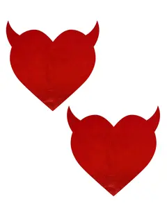Devil Heart Nipple Pasties – Womenswear Black / Red Hot, Self-Adhesive, Waterproof & Sweatproof for Raves & Festivals