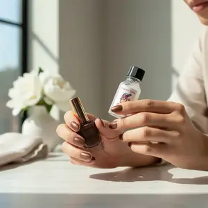 Metallic Bronze Nail Polish & Vitamin E Nail Scrub Bundle, 12ML Metallic Copper Polish with Quick-Dry Formula and 20ML Nourishing Clear Scrub for Strengthening and Moisturizing Nails