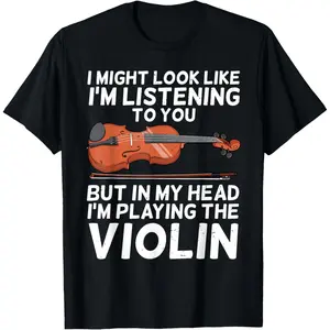 Violin Player Costume for Men Women Violin Teacher Violinist T-Shirt