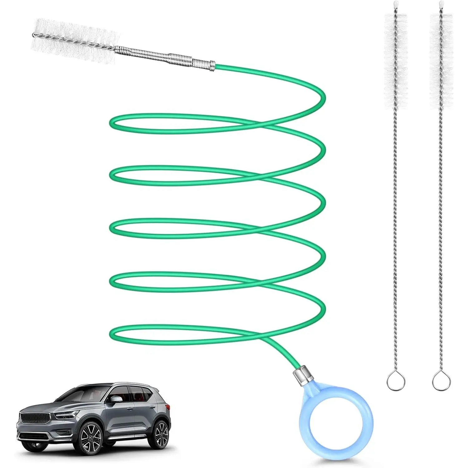 Auto Sunroof Drain Cleaning Tool,118Inch Long Pipe Cleaner for ,Flexible Tube Cleaning Brush with 2 count 7.9inch Cleaning Brush Skinny Pipe Drain Dredge Cleaning Tool for  Sunroof Wiper Drain Hole