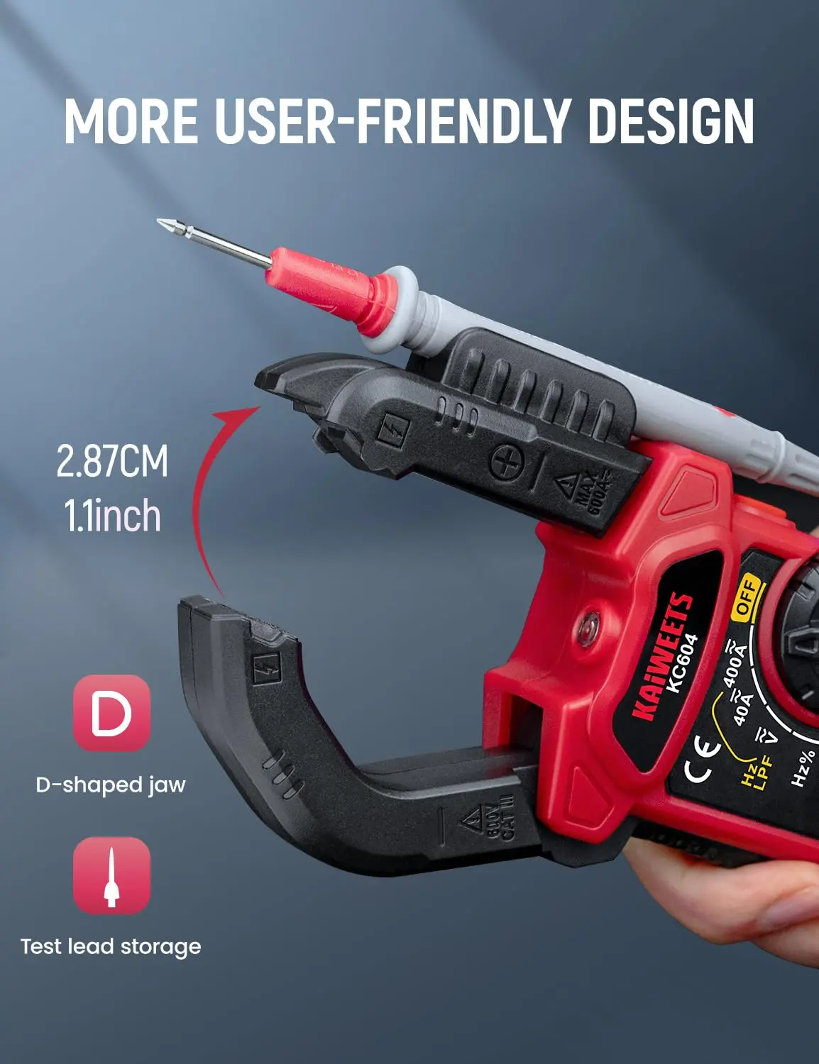 KAIWEETS Digital Clamp Meter Multimeter with D-Shaped Jaw, AC/DC Current & Voltage Tester, 4000 Counts LCD Auto-ranging Smart Multimeter with Flashlight Backlight, NCV Non-contact Detection, Volt Amp Meter Test Tool for Circuit Tracer and Breaker Finder