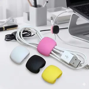 Adjustable Cable Wrap Organizer - Portable Cord Keeper for Earphones & Chargers, Tangle-Free Cable Management Clip, Multi-Function Travel & Office Storage Solution, Detangling Holder for Home & On-the-Go.